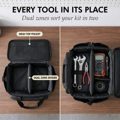 Haulcraft™ – Heavy-Duty Canvas Tool Bag with MOLLE Panel & Padded Dual Handles + 50% OFF