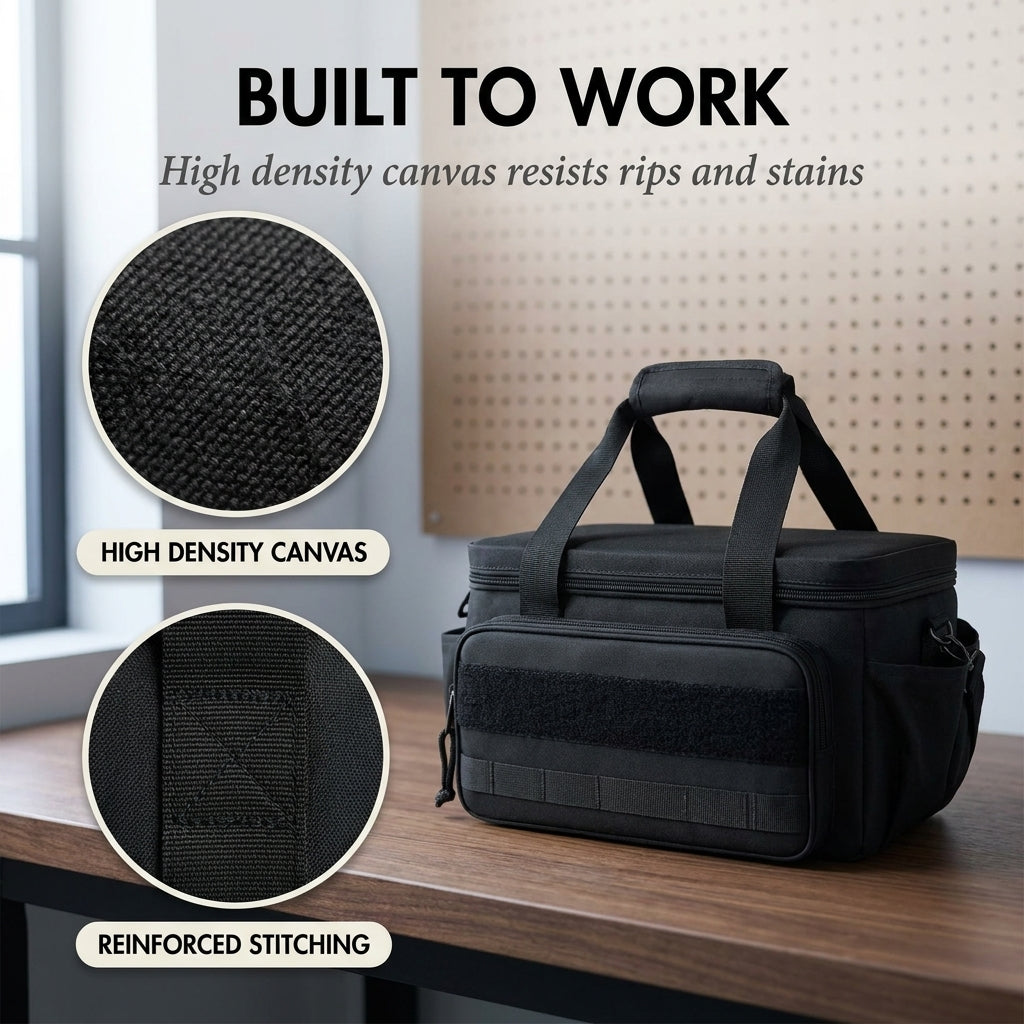 Haulcraft™ – Heavy-Duty Canvas Tool Bag with MOLLE Panel & Padded Dual Handles + 50% OFF