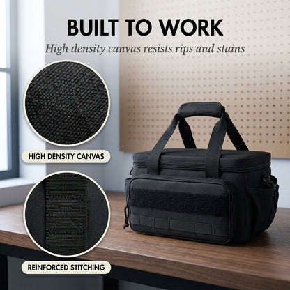 Haulcraft™ – Heavy-Duty Canvas Tool Bag with MOLLE Panel & Padded Dual Handles + 50% OFF