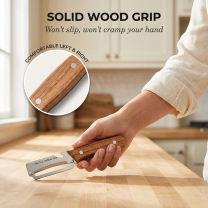 Whetstone™ – Stainless Steel Multi-Use Peeler with Wooden Handle & Built-In Bottle Opener + 50% OFF