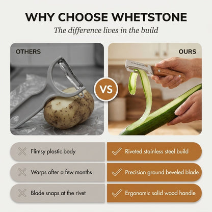 Whetstone™ – Stainless Steel Multi-Use Peeler with Wooden Handle & Built-In Bottle Opener + 50% OFF