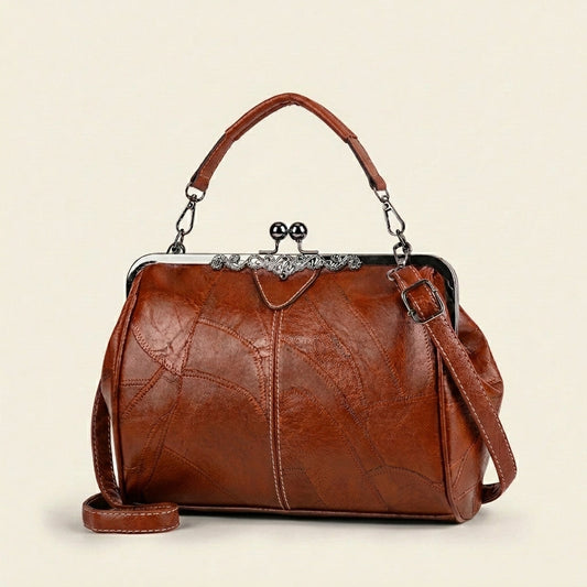 Maisella™ – Vintage Kiss-Lock Leather Crossbody Handbag + 50% OFF
