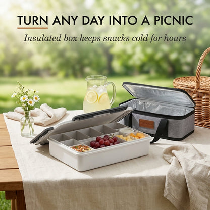 Grazely™ – Insulated Chilled Snack Box with Ice Pack, Carrier & 10 Compartments + 50% OFF