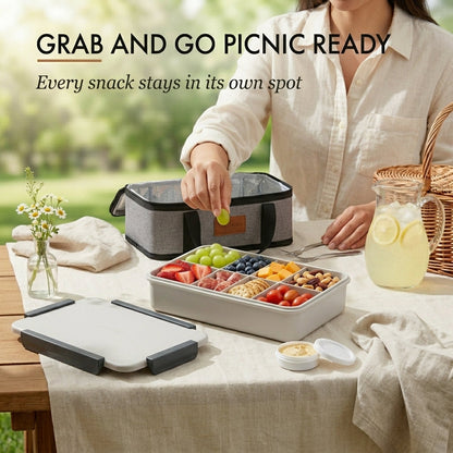 Grazely™ – Insulated Chilled Snack Box with Ice Pack, Carrier & 10 Compartments + 50% OFF