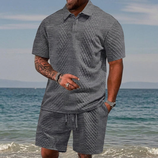 Helmshore™ – Diamond Weave Polo & Shorts Men's 2-Piece Set + 50% OFF