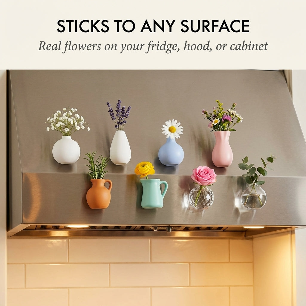 Bloomcroft™ – Mini Magnetic Flower Vases for Fridge | Set of 8 + 50% OFF