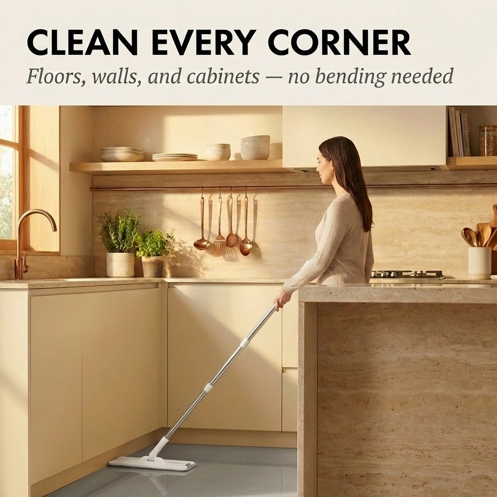 Tidecroft™ – 360° Rotating Flat Mop with Reusable Cloths & One-Click Release + 50% OFF