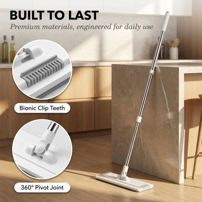 Tidecroft™ – 360° Rotating Flat Mop with Reusable Cloths & One-Click Release + 50% OFF