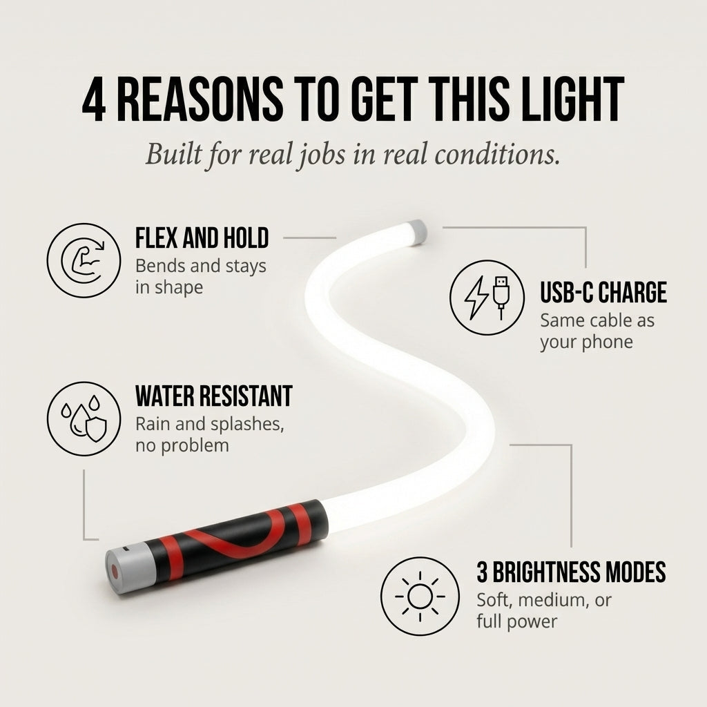 Torchwell™ – Flexible Silicone LED Light, USB-C Rechargeable, Waterproof, 3 Brightness Modes + 50% OFF