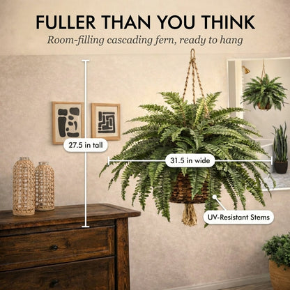 Verdant™ – Lifelike Cascading Fronds, UV-Resistant, Zero Maintenance Hanging Fern Plant + 50% OFF