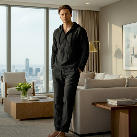Flaxen™ – Soft Linen-Cotton Hoodie & Pants Men's 2-Piece Set + 50% OFF