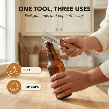 Whetstone™ – Stainless Steel Multi-Use Peeler with Wooden Handle & Built-In Bottle Opener + 50% OFF