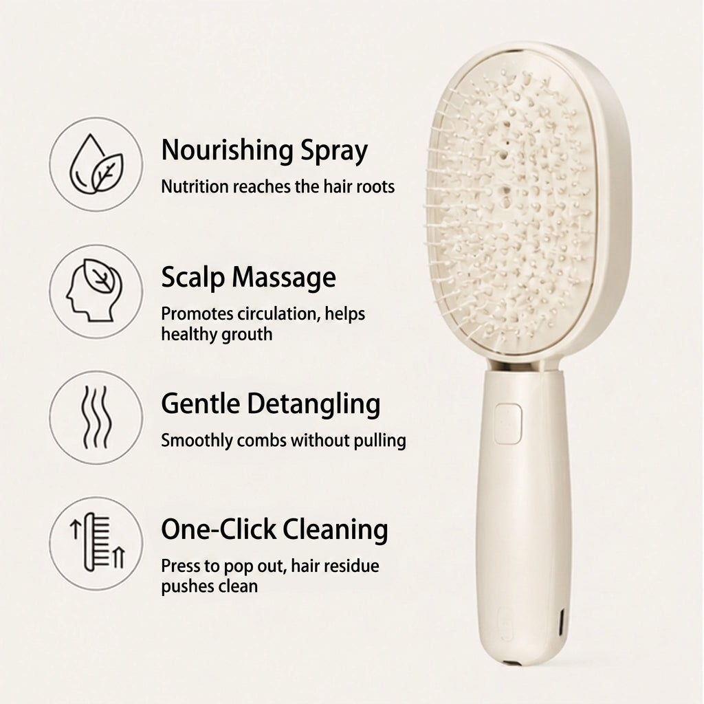 Glissette™ – 2-in-1 Misting Detangle & Massage Hair Brush + 50% OFF