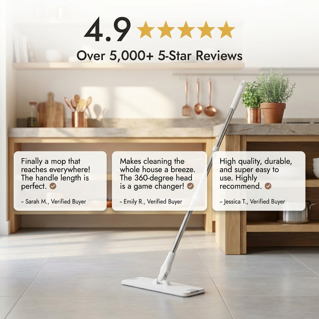 Tidecroft™ – 360° Rotating Flat Mop with Reusable Cloths & One-Click Release + 50% OFF