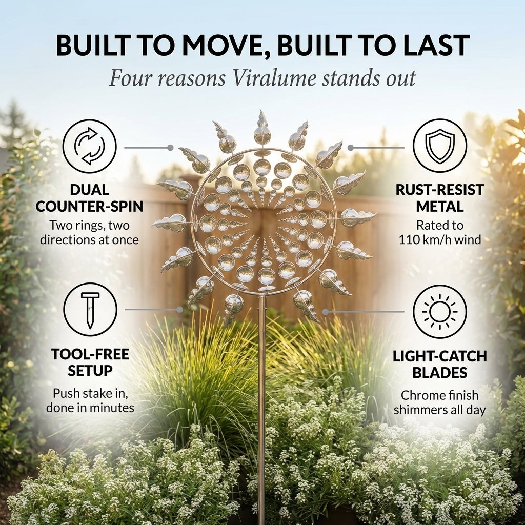 Viralume™ – Dual-Spin Kinetic Wind Sculpture for Garden & Yard + 50% OFF