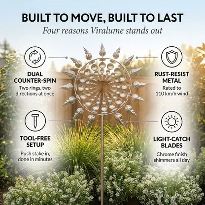 Viralume™ – Dual-Spin Kinetic Wind Sculpture for Garden & Yard + 50% OFF