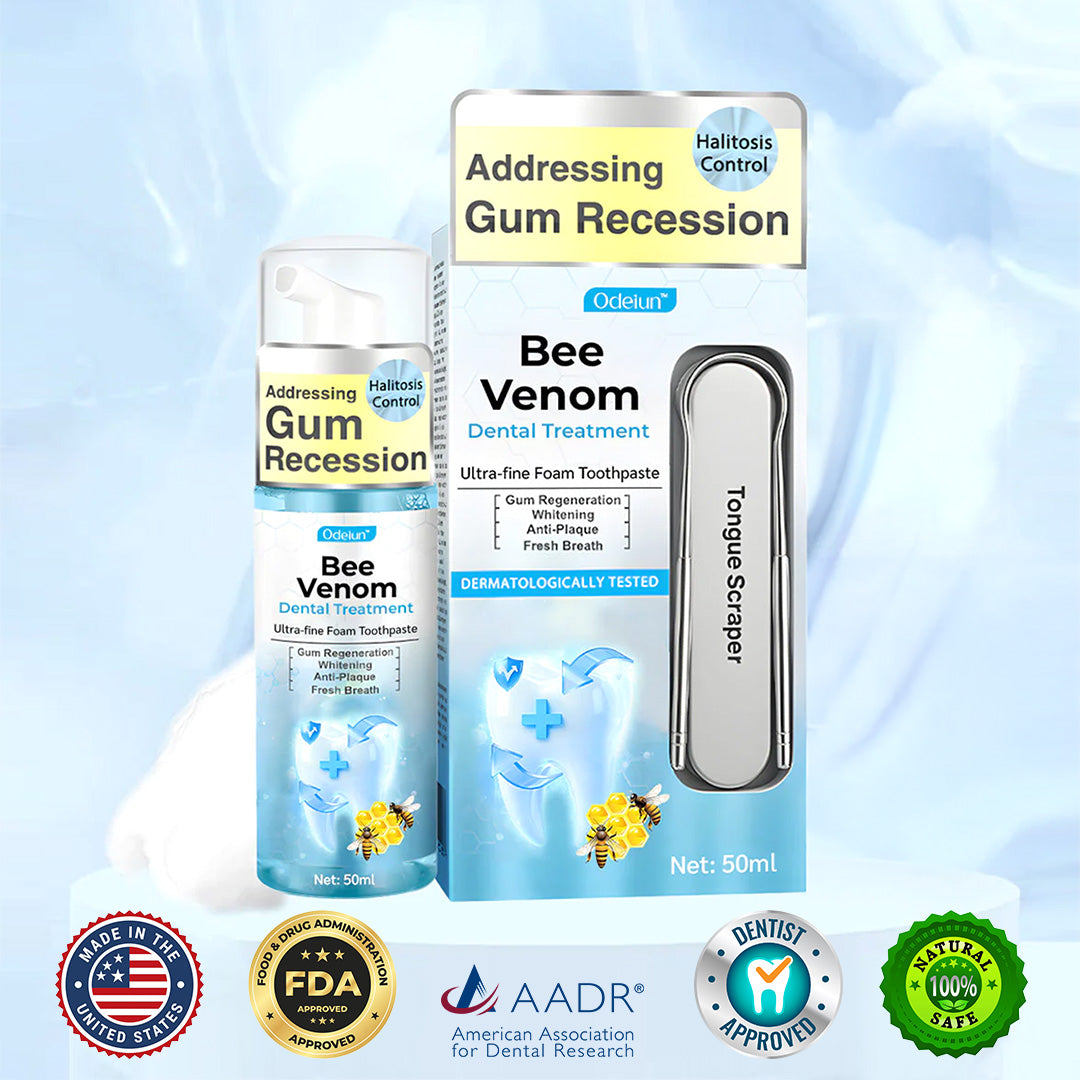 The MicroSmile Gum Restoration Kit - Bee Venom Mousse, Tongue Scraper, and FDA-Approved Healing + 50% OFF