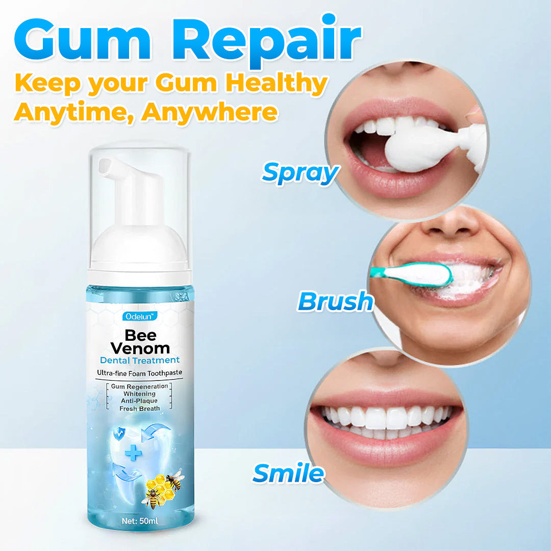 The MicroSmile Gum Restoration Kit - Bee Venom Mousse, Tongue Scraper, and FDA-Approved Healing + 50% OFF