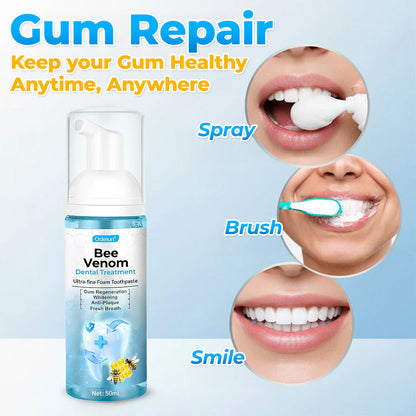 The MicroSmile Gum Restoration Kit - Bee Venom Mousse, Tongue Scraper, and FDA-Approved Healing + 50% OFF