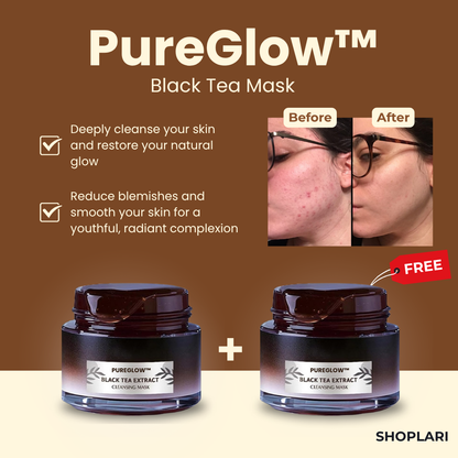 The PureGlow  Black Tea Mask - A Total Skin Reset in a Jar + 1+1 FREE