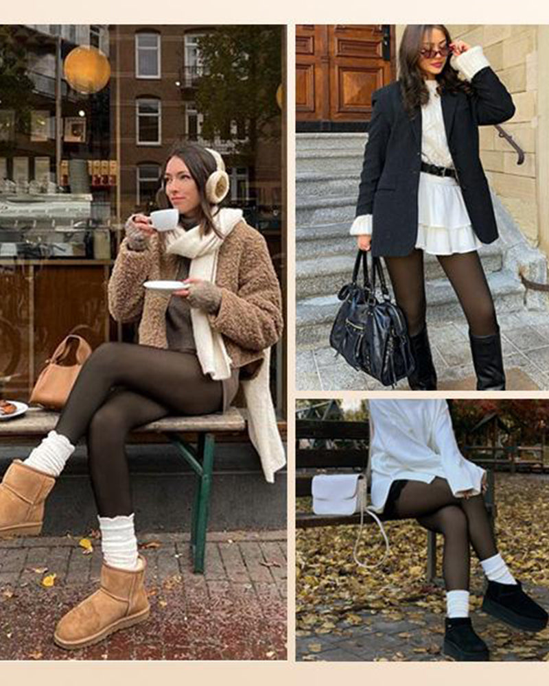 The SheerLuxe Fleece Tights - Wear Dresses in Winter + 50% OFF