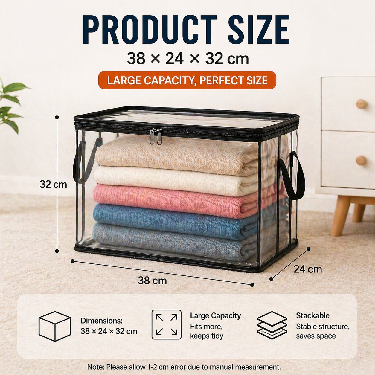 ClearNest™ – Heavy-Duty Clear Stackable Storage Bag for Clothes & Moving + 50% OFF