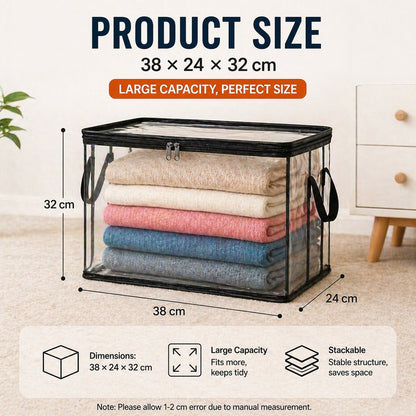 ClearNest™ – Heavy-Duty Clear Stackable Storage Bag for Clothes & Moving + 50% OFF