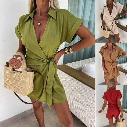 The Riviera V-Neck Romper - Effortless Summer Elegance + 50% OFF