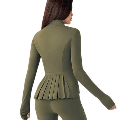 The FlexSculpt Workout Jacket - Lightweight Pleats for a Sculpted Fit + 50% OFF