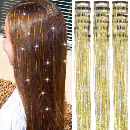 The AuraTinsel Clip-In Highlights - Instant Sparkling, No Chemical Dye, and Reusable + 50% OFF