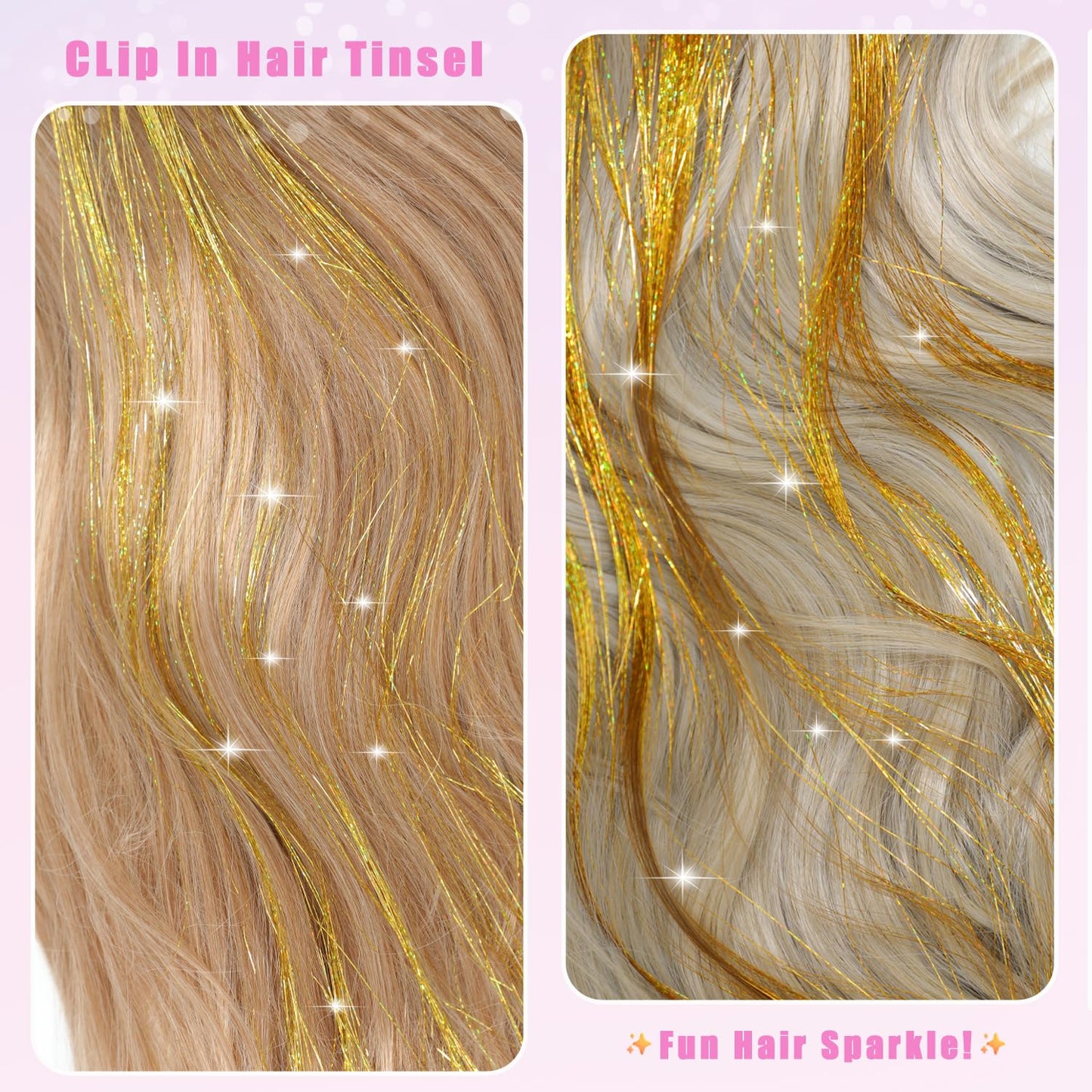 The AuraTinsel Clip-In Highlights - Instant Sparkling, No Chemical Dye, and Reusable + 50% OFF