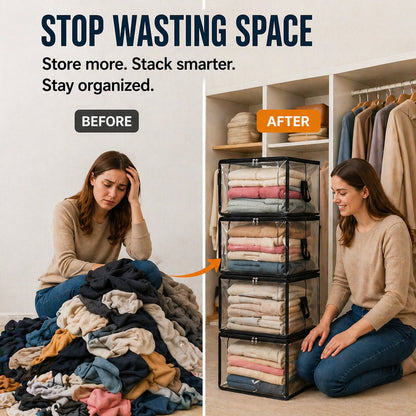 ClearNest™ – Heavy-Duty Clear Stackable Storage Bag for Clothes & Moving + 50% OFF