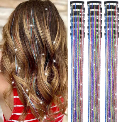 The AuraTinsel Clip-In Highlights - Instant Sparkling, No Chemical Dye, and Reusable + 50% OFF
