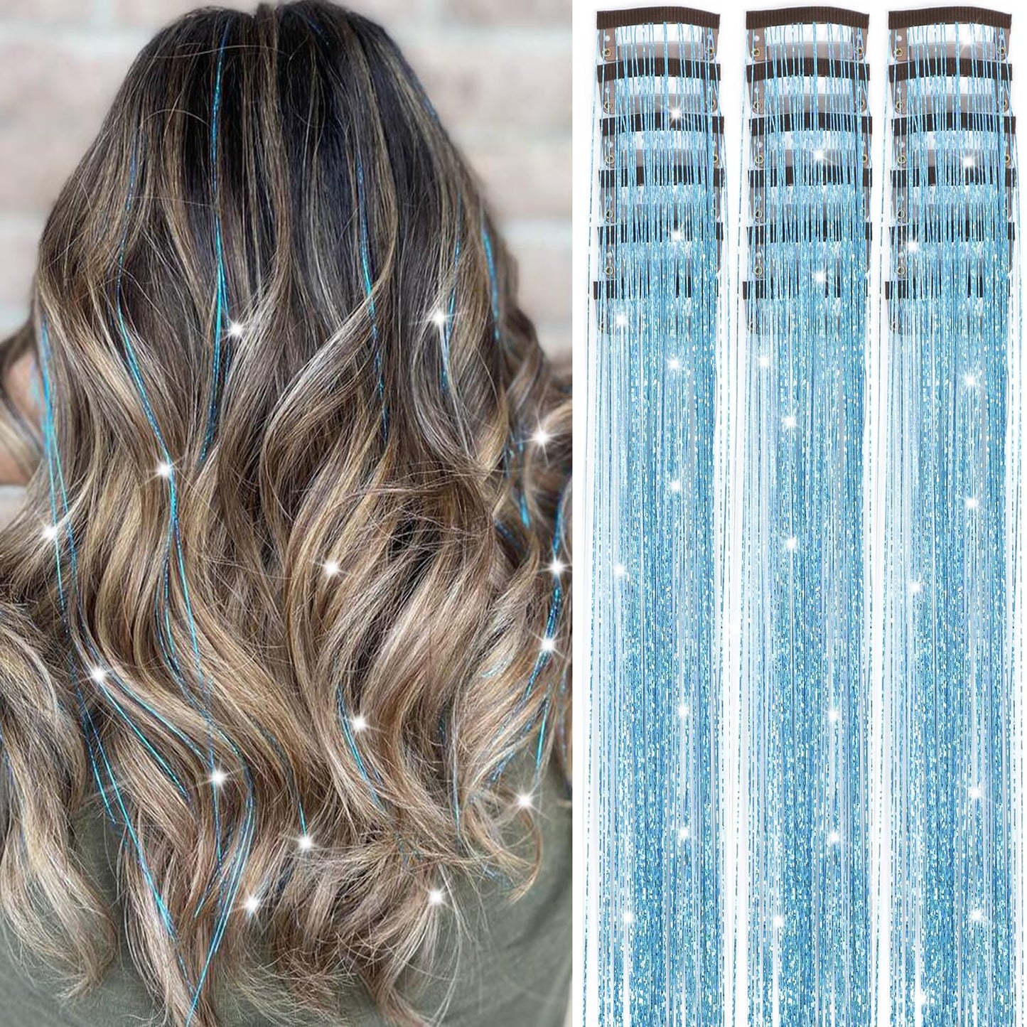 The AuraTinsel Clip-In Highlights - Instant Sparkling, No Chemical Dye, and Reusable + 50% OFF