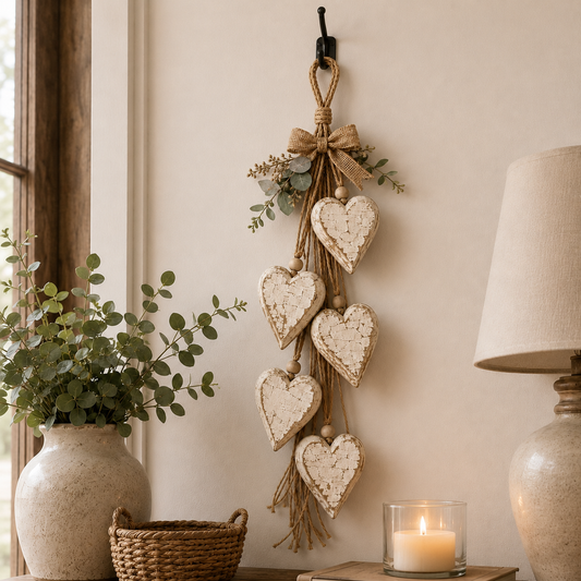 Hearthwick – Layered 5-Heart Rustic Hanging Wall Decor + 50% OFF