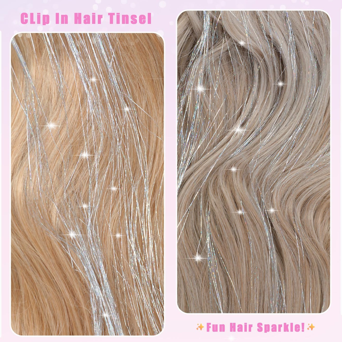 The AuraTinsel Clip-In Highlights - Instant Sparkling, No Chemical Dye, and Reusable + 50% OFF