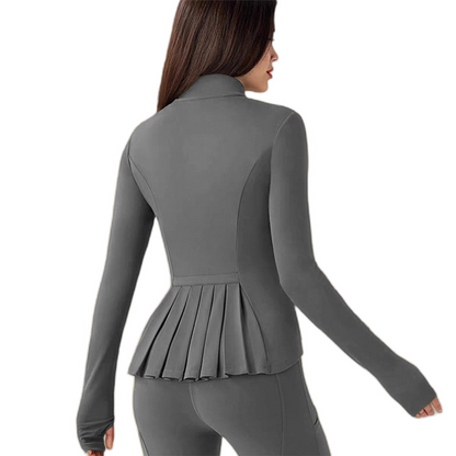 The FlexSculpt Workout Jacket - Lightweight Pleats for a Sculpted Fit + 50% OFF