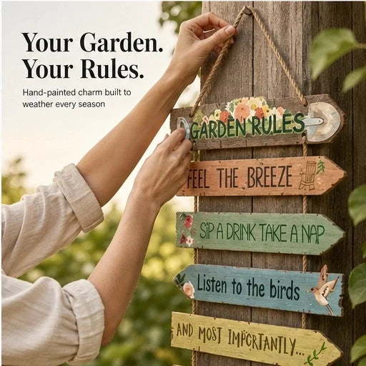 Thistlebrook – Printed Botanical Wooden Hanging Garden Sign + 50% OFF
