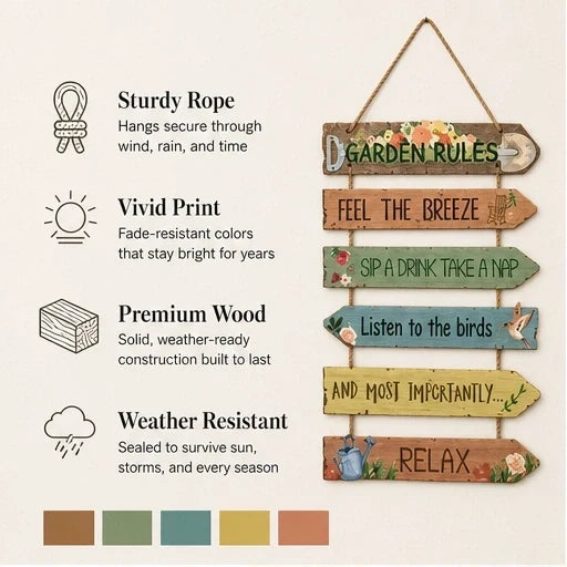 Thistlebrook – Printed Botanical Wooden Hanging Garden Sign + 50% OFF