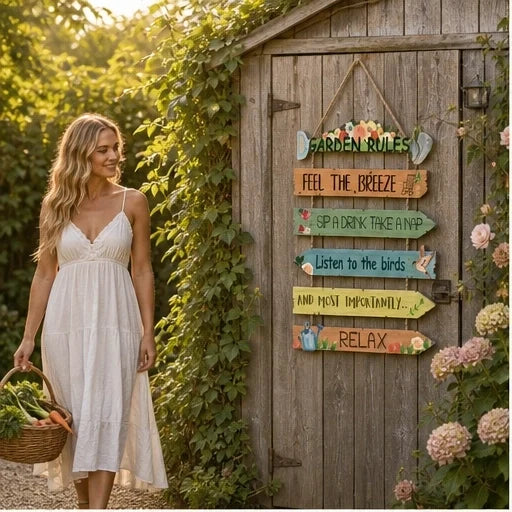 Thistlebrook – Printed Botanical Wooden Hanging Garden Sign + 50% OFF