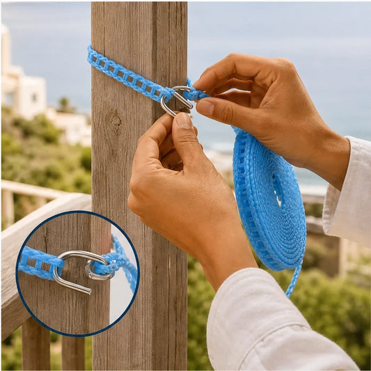 Breezelock – Windproof 5M Anti-Slip Clothesline with Hooks + 50% OFF