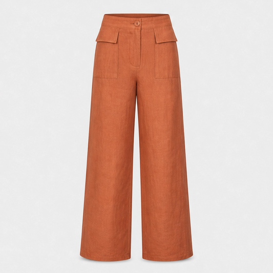 Vela™ – High-Waisted Cotton-Linen Wide-Leg Pants + 50% OFF