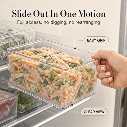 Clearnook™ – Crystal-Clear Stackable Freezer & Fridge Storage Bins with Handles + 50% OFF
