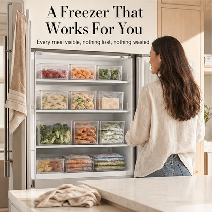 Clearnook™ – Crystal-Clear Stackable Freezer & Fridge Storage Bins with Handles + 50% OFF