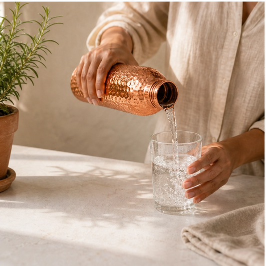Tamra – 100% Solid Copper Water Bottle, Plastic-Free & Ayurveda-Inspired + 50% OFF