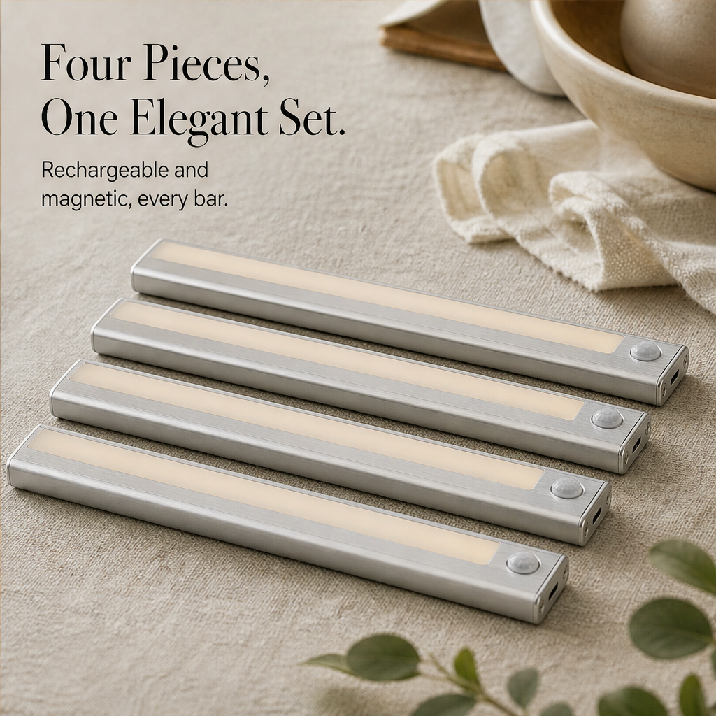 Glowmere – Motion Sensor Rechargeable Magnetic LED Cabinet Light (4-Pack) + 50% OFF features
