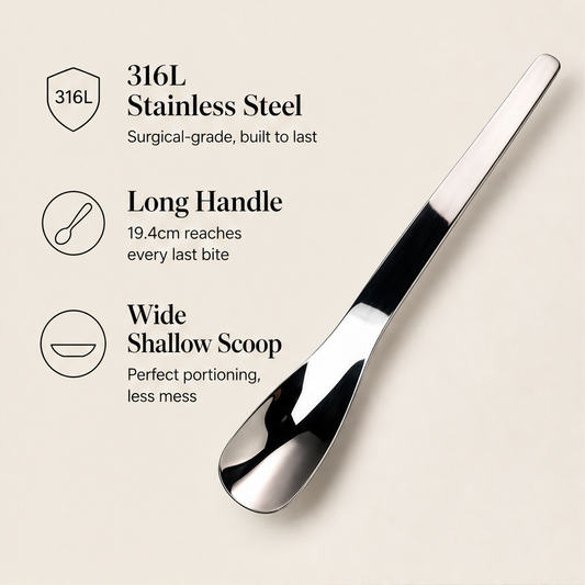 Scoopara – Deep-Bowl 316L Stainless Steel No-Bend Dessert Spoon + 50% OFF features