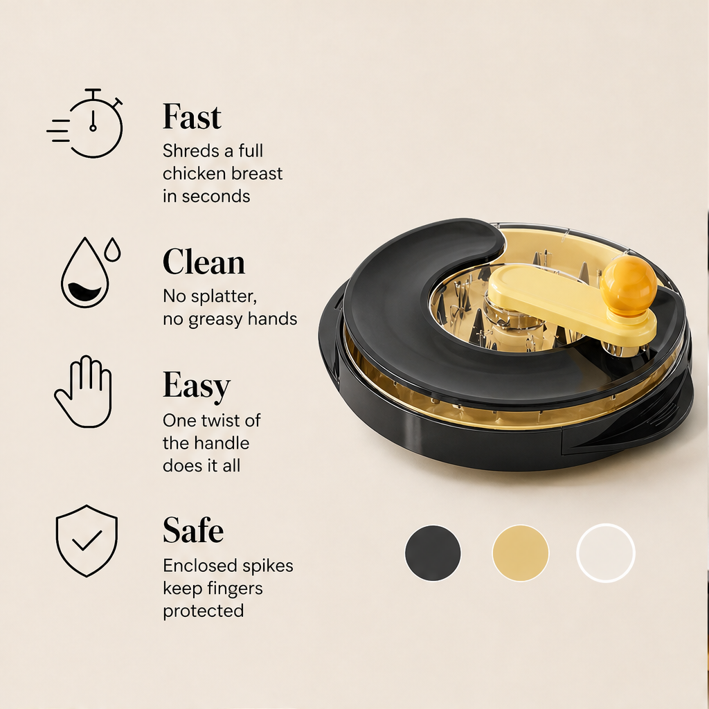 Twistara – Rotary Meat Shredder for Chicken, Pork & Beef + 50% OFF features