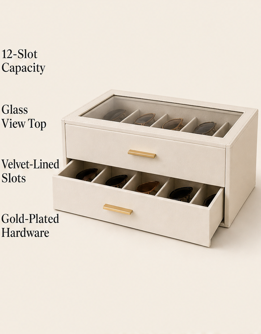 Vislane – Glass-Top 2-Tier Sunglasses Storage Case + 50% OFF features