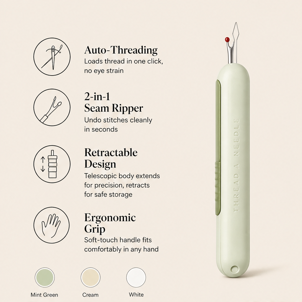 Snagwick – Auto-Threading 2-in-1 Retractable Seam Ripper Tool + 50% OFF features